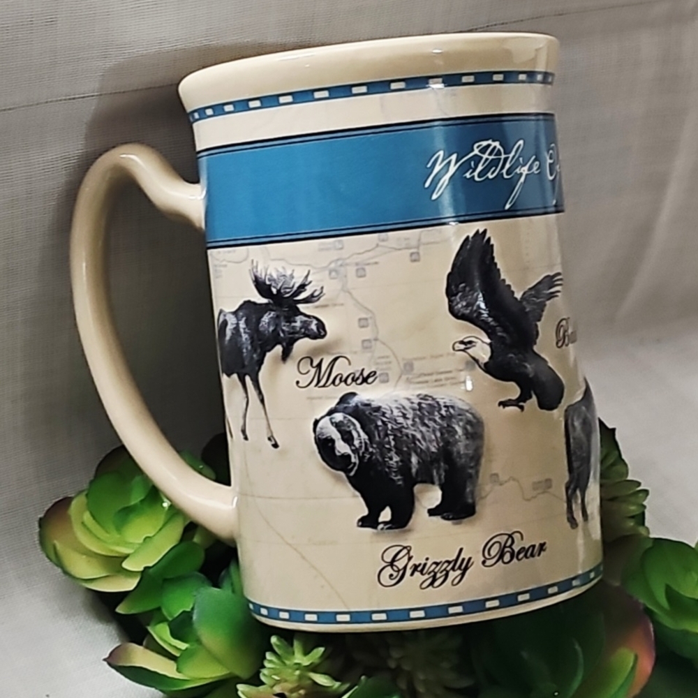 Fred Harvey Yellowstone Wildlife Coffee Mug With Moose & Grizzly Bear
